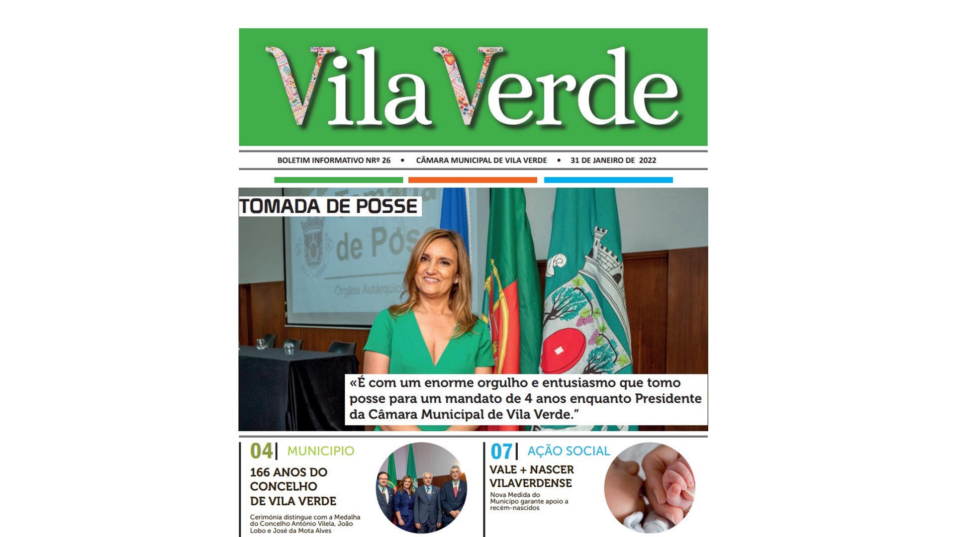 Dinâmica de investimento em Vila Verde partilhada no Boletim Informativo do Município
